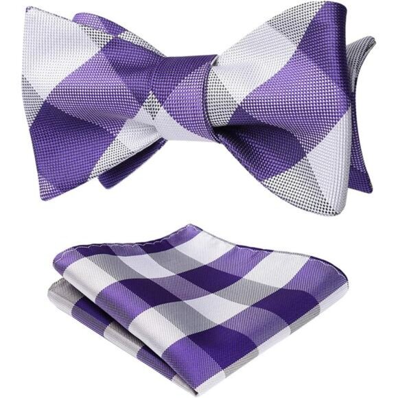 Bow Ties for Men F-07 Purple / White - Picture 1 of 5